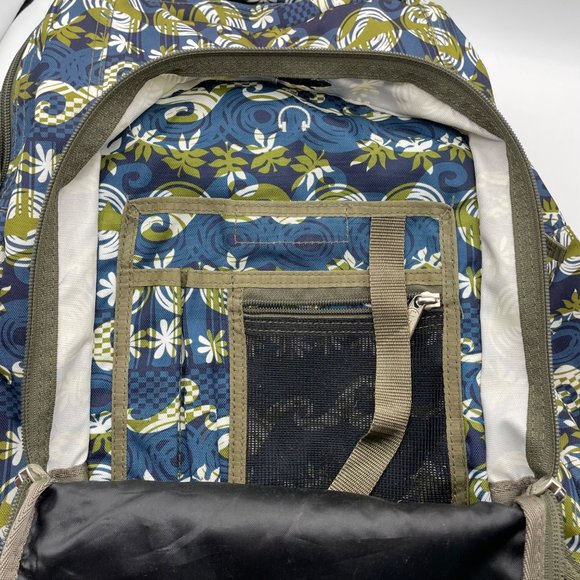 L.L. Bean Blue and Green Hawaiian‎ Island Printed Multi-pocket School Backpack - Picture 5 of 9